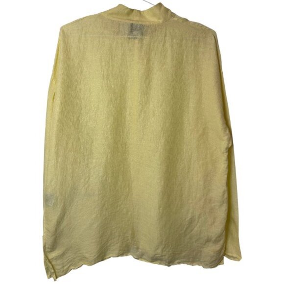 Eileen Fisher yellow linen blend long sleeve button-up blouse size M - Picture 4 of 6